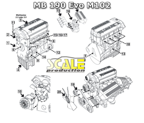 MB 190 M102 engine